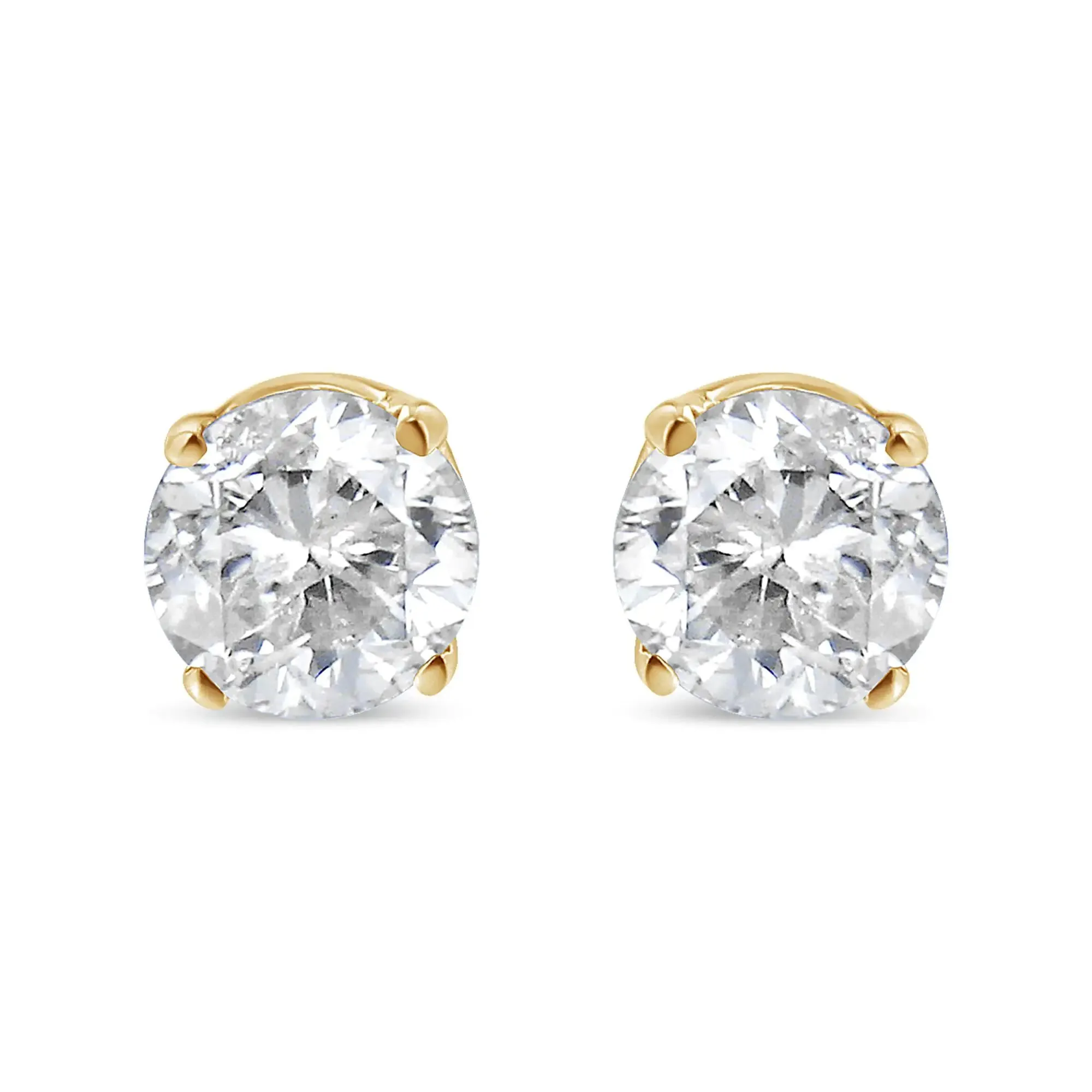14K Yellow Gold 1/4 Cttw Round Brilliant-Cut Diamond Classic 4-Prong Stud Earrings (K-L Color, SI1-SI2 Clarity)