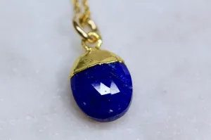 14K Yellow Gold Blue Sapphire Necklace, Handmade Sapphire Necklace, Blue Gemstone, Sapphire Pendant, September Birthstone