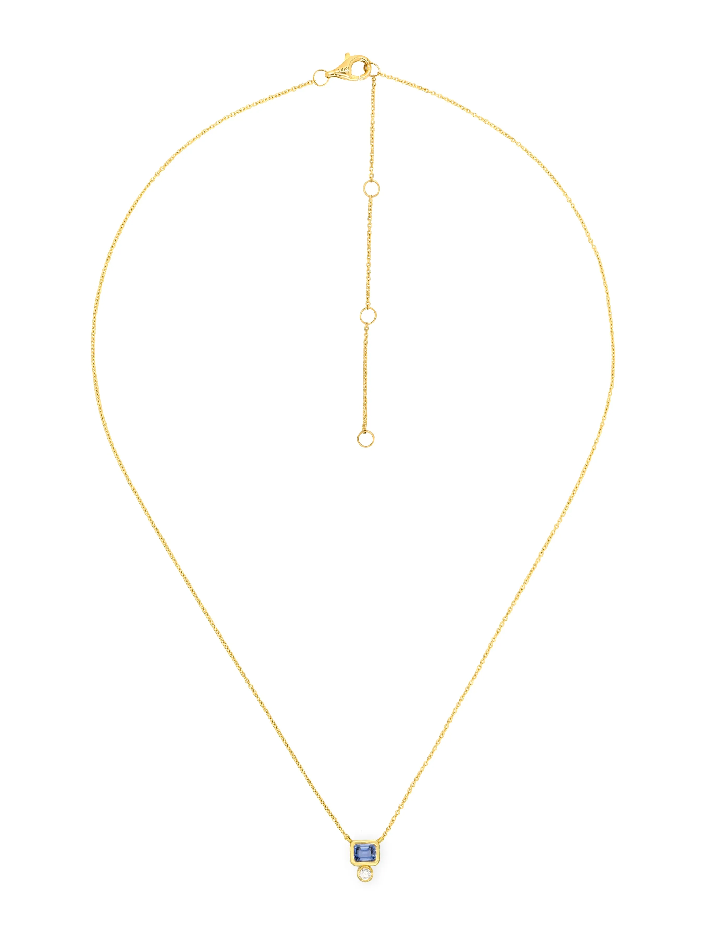 14k Yellow Gold Blue Sapphire/Diamond Necklace