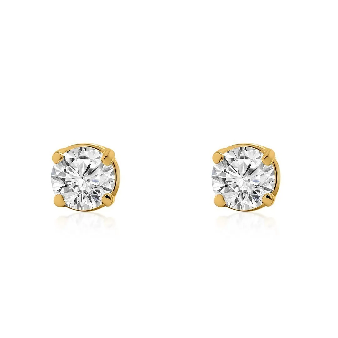 14k Yellow Gold Classic Solitaire Diamond Earrings 0.50 ctw