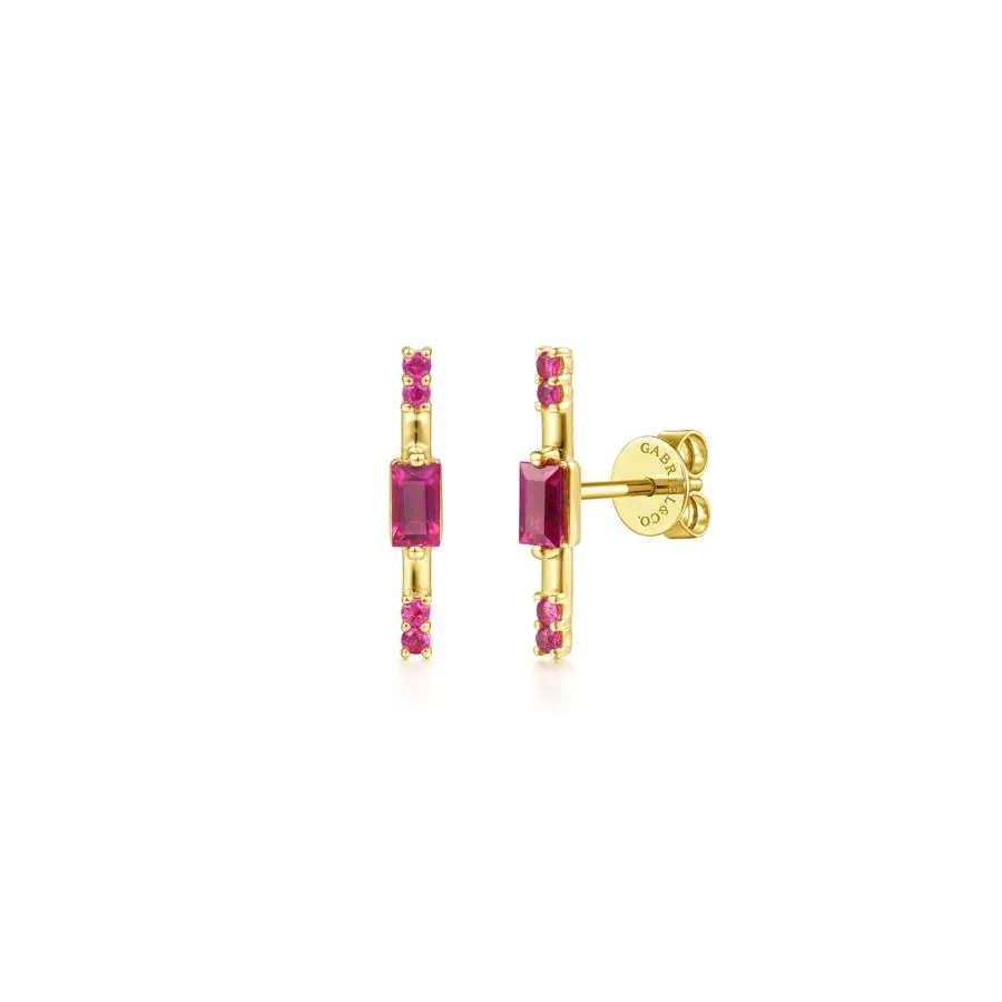 14K Yellow Gold Ruby Stud Earrings