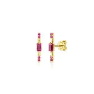 14K Yellow Gold Ruby Stud Earrings