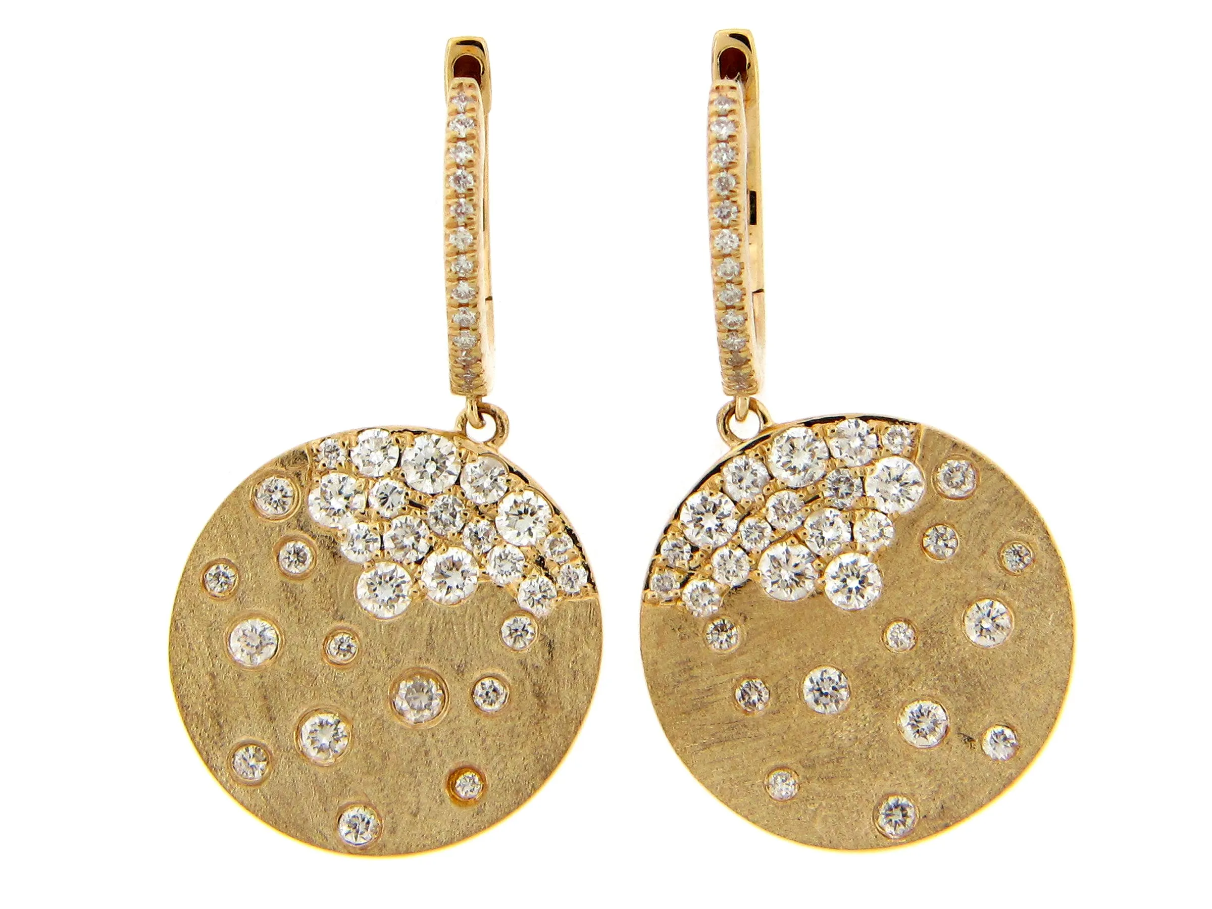 14K Yellow Natural Diamond Dangle Earrings