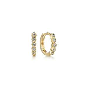 14K Yellow Natural Diamond Huggie Earrings