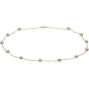 14K Yellow Pearl Station 16" Necklace
