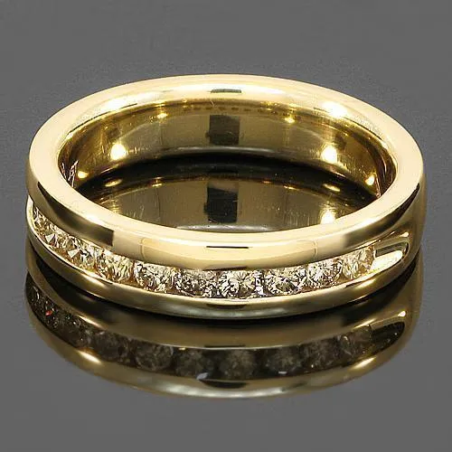 14K Yellow Solid Gold Womens Diamond Wedding Ring Band 0.41 Ctw