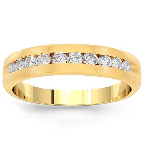 14K Yellow Solid Gold Womens Diamond Wedding Ring Band 0.41 Ctw