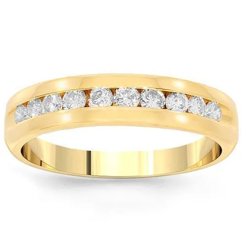 14K Yellow Solid Gold Womens Diamond Wedding Ring Band 0.41 Ctw