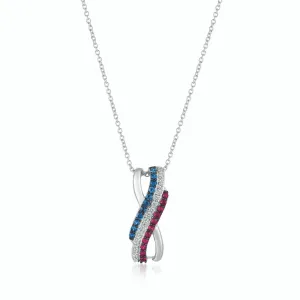 14Kt Vanilla Gold With Passion Ruby, Blue Sapphire And White Diamonds