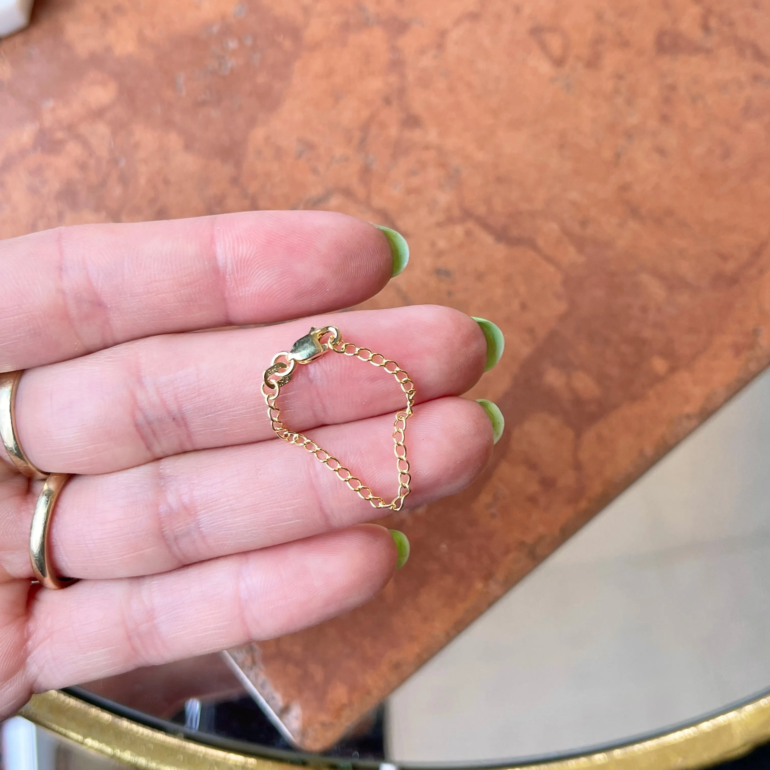 14KT Yellow Gold Double Curb Chain Necklace Extender Safety Chain 3"