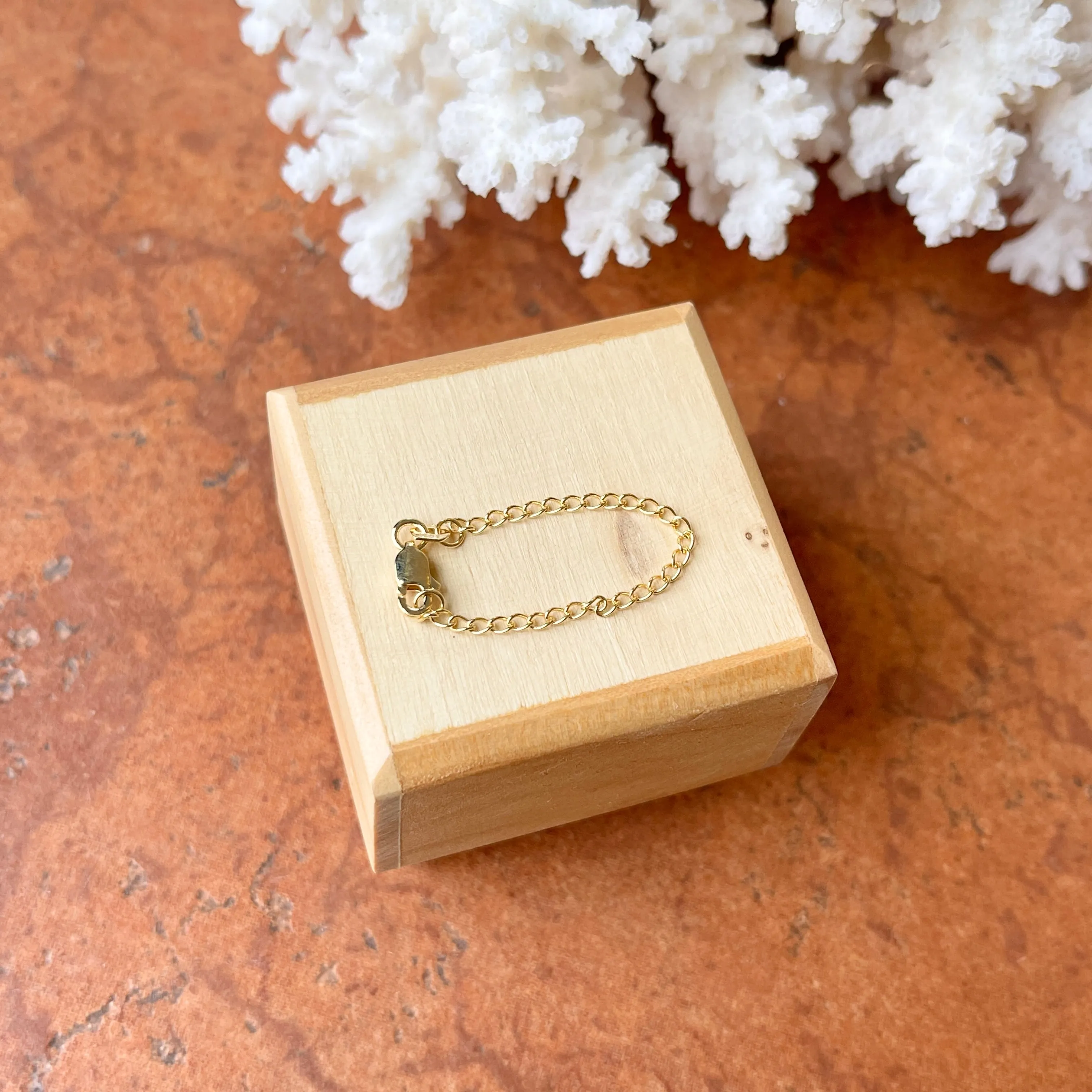 14KT Yellow Gold Double Curb Chain Necklace Extender Safety Chain 3"