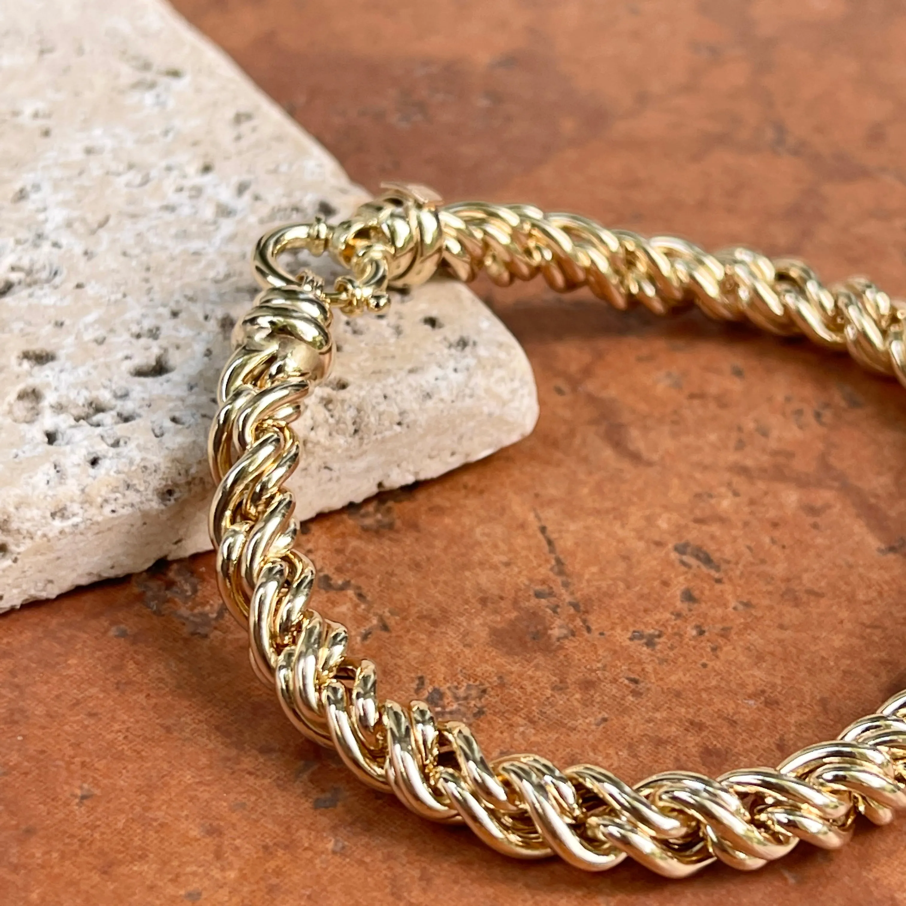 14KT Yellow Gold Intertwined Rounded Chain Link Bracelet