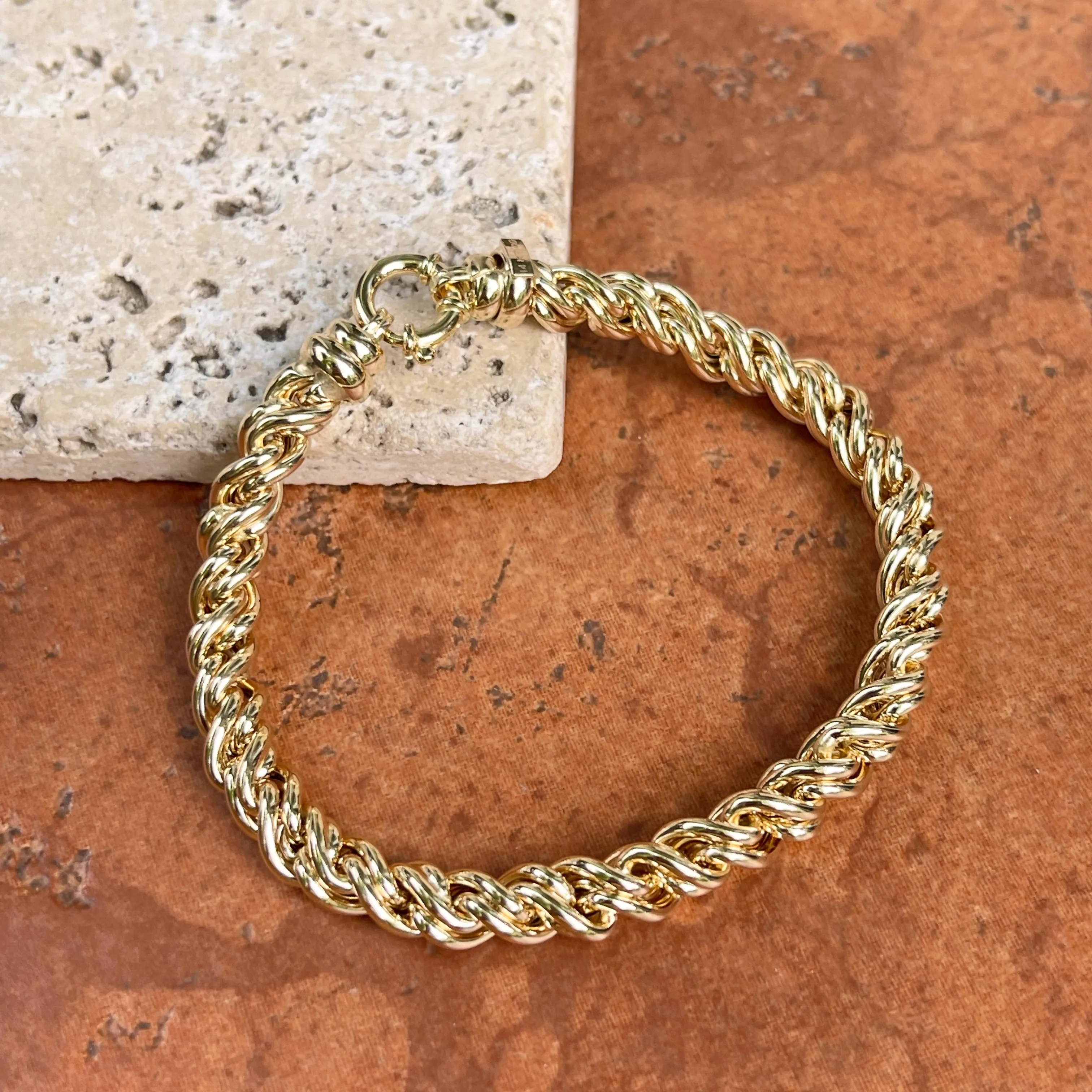14KT Yellow Gold Intertwined Rounded Chain Link Bracelet