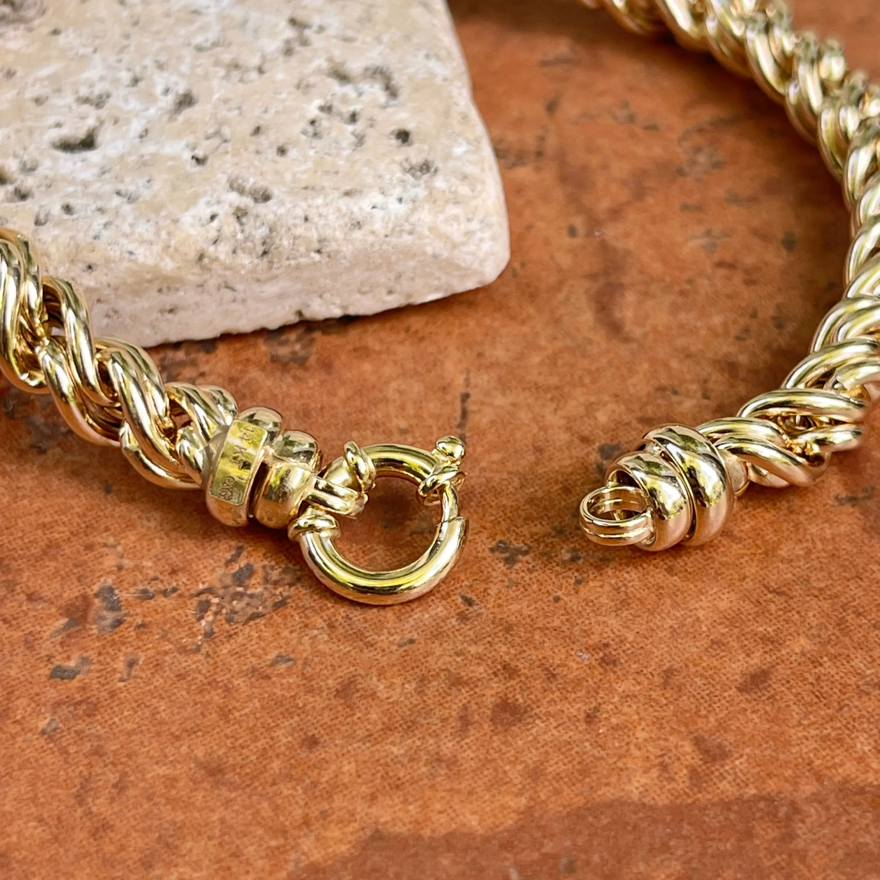 14KT Yellow Gold Intertwined Rounded Chain Link Bracelet
