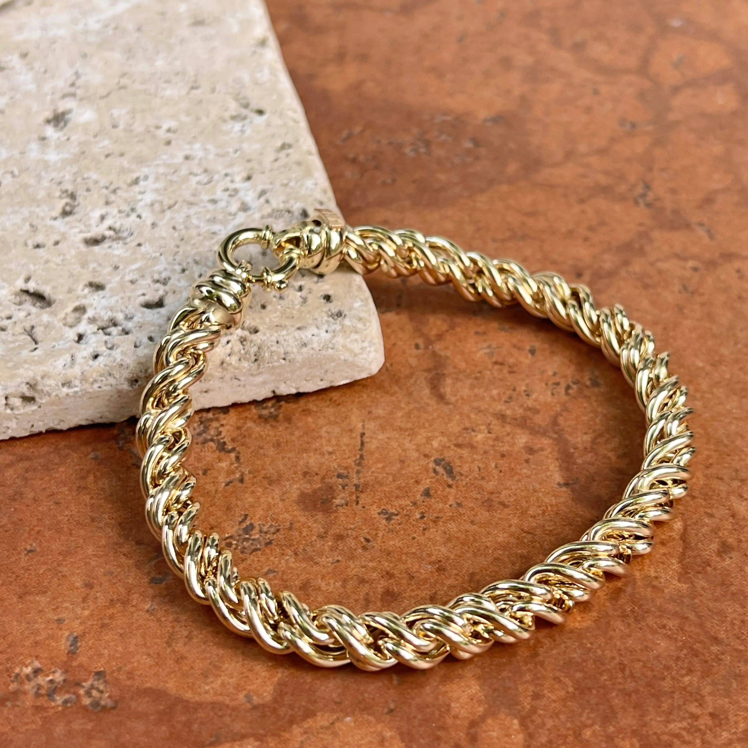 14KT Yellow Gold Intertwined Rounded Chain Link Bracelet