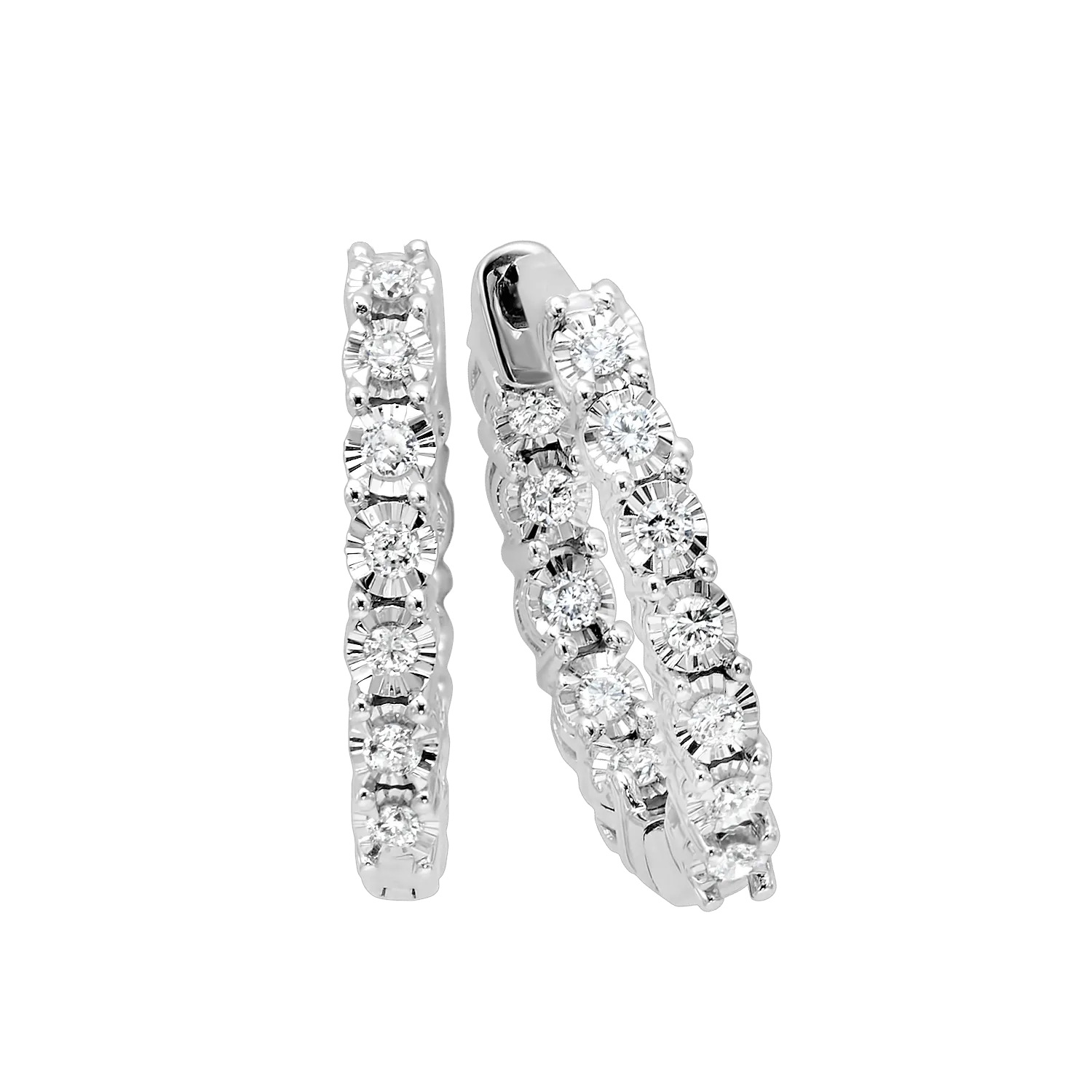 14KTW Diamond Round Hoops Fashion Earring 3Ct