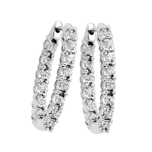 14KTW Diamond Tru Reflection Oval Hoops Basics Earring 1/2Ct