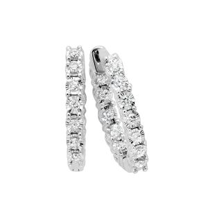 14KTW Diamond Tru Reflection Round Hoops Basics Earring 3/4Ct