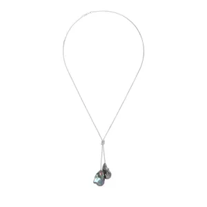 153-10-S | STERLING CHAIN w/ 2 BLACK WILD PEARLS