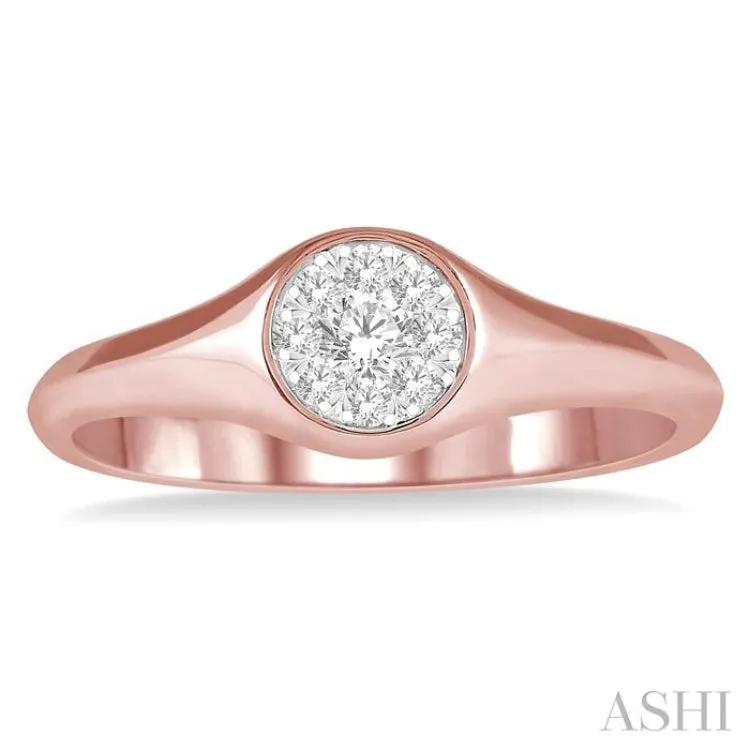 1/6 ctw Round Shape Lovebright Diamond Ring in 14K Rose and White Gold