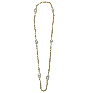177-01-G | TURKISH GOLD w/WHITE WILD PEARLS 42"