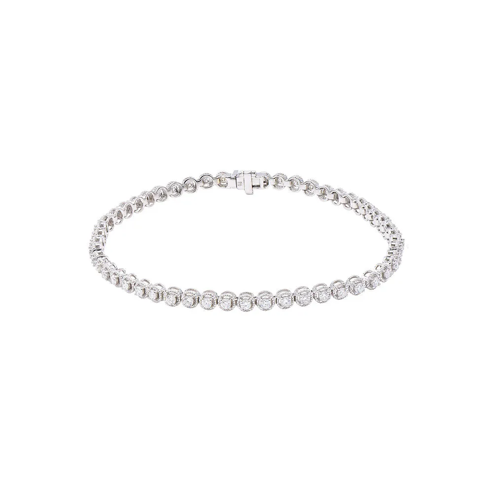 18 Karat White Gold Diamond Bezel Tennis bracelet