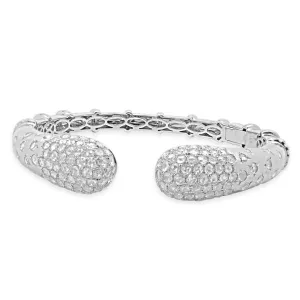 18 Karat White Gold Pave Diamond Rose Cut Cuff Bracelet