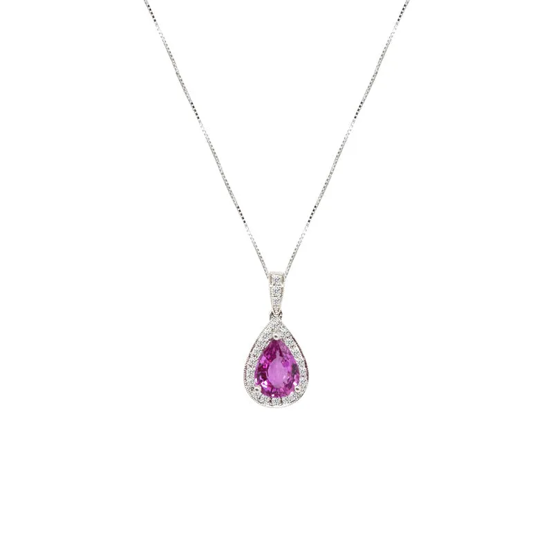 18 Karat White Gold Pear Shaped Pendant