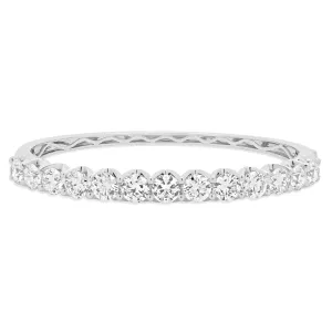18 Karat White Gold Round Brilliant Cut Diamond Bangle Bracelet