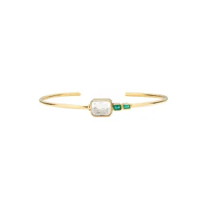 18 Karat Yellow Gold Emerald and Diamond Shaker Cuff