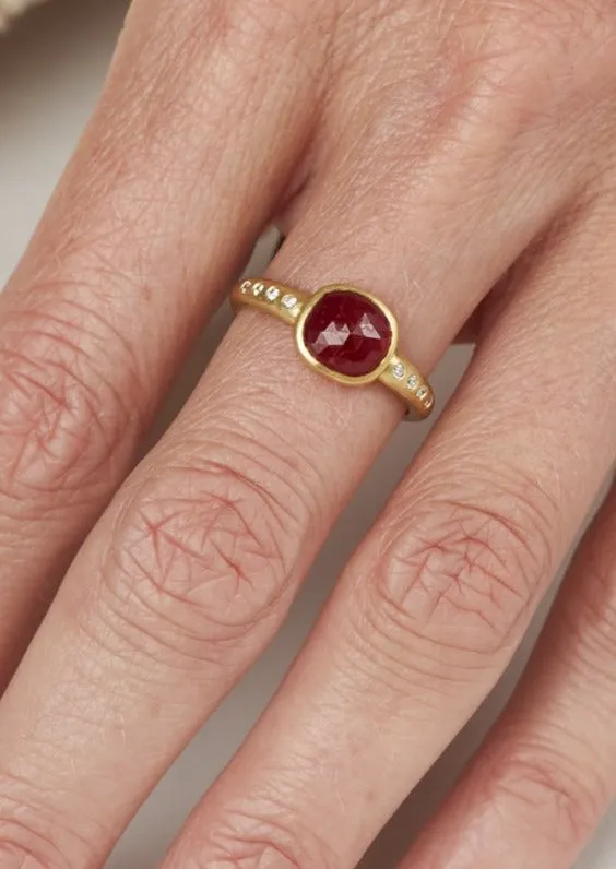 1.81cts Rose Cut Ruby Ring