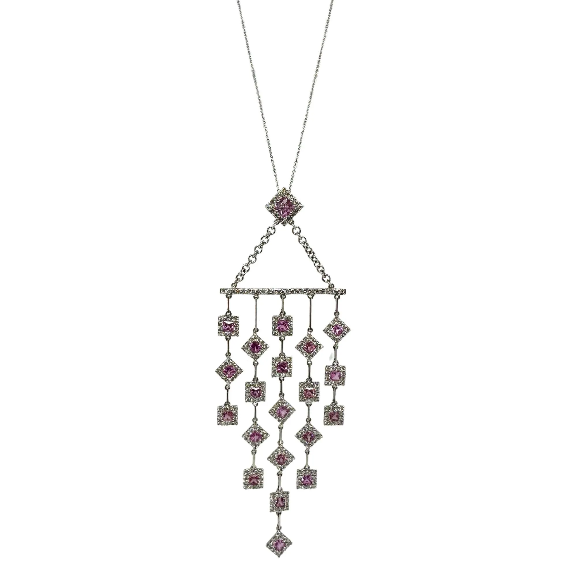 18k Diamond and Pink Sapphire Necklace