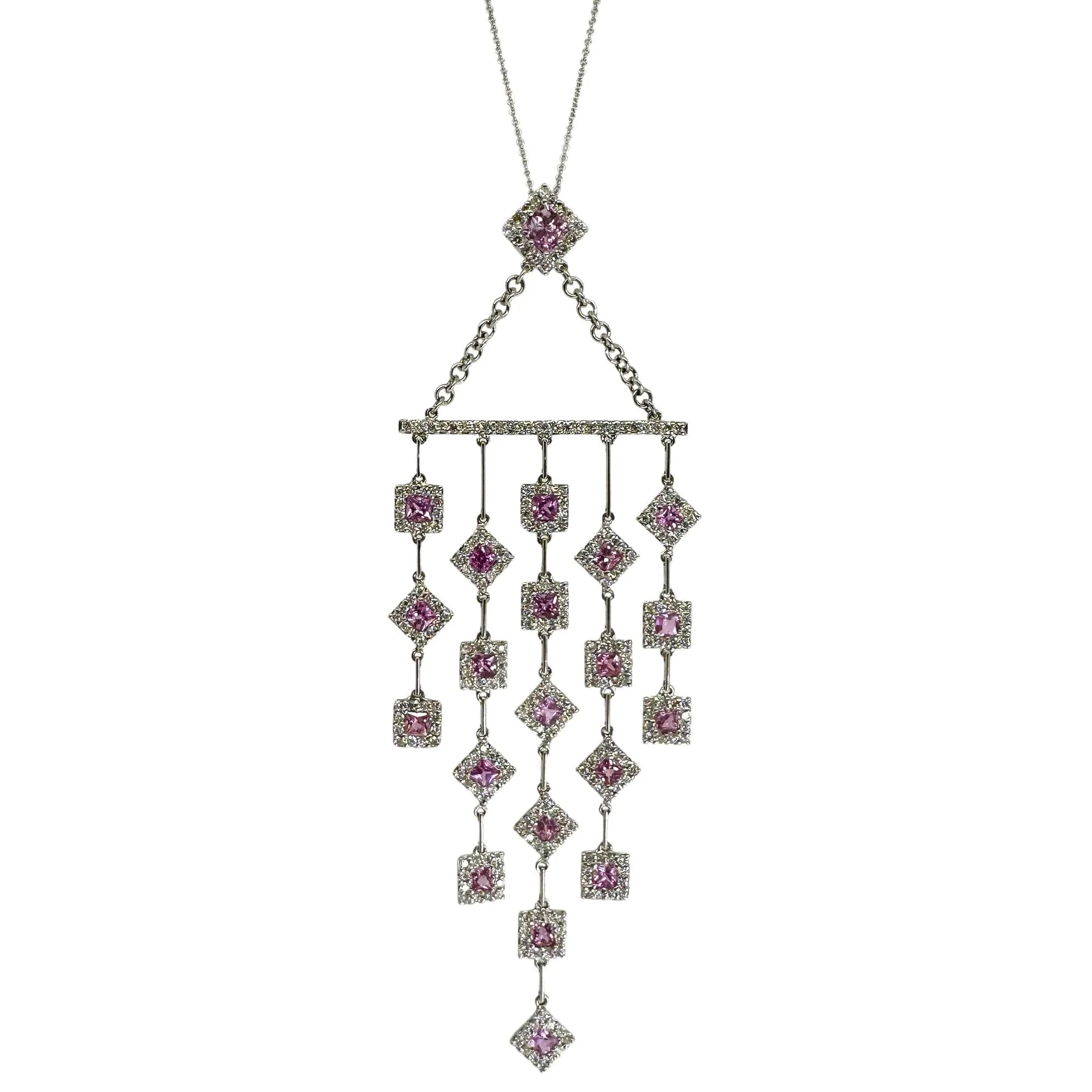 18k Diamond and Pink Sapphire Necklace