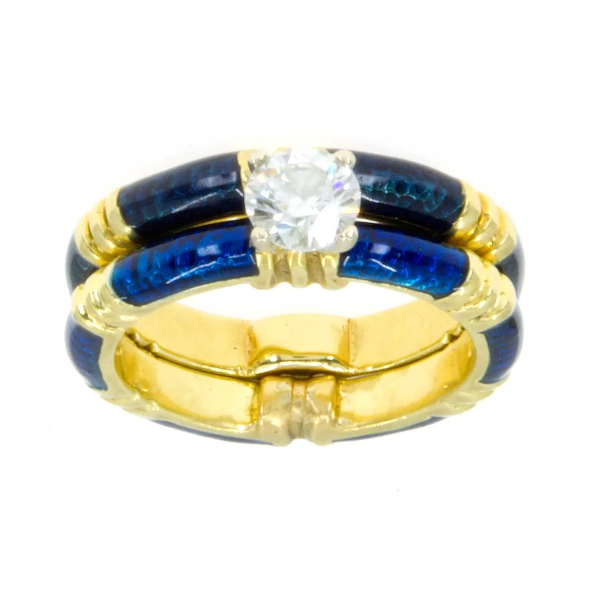 18k Enamel & Diamond Bridal Set