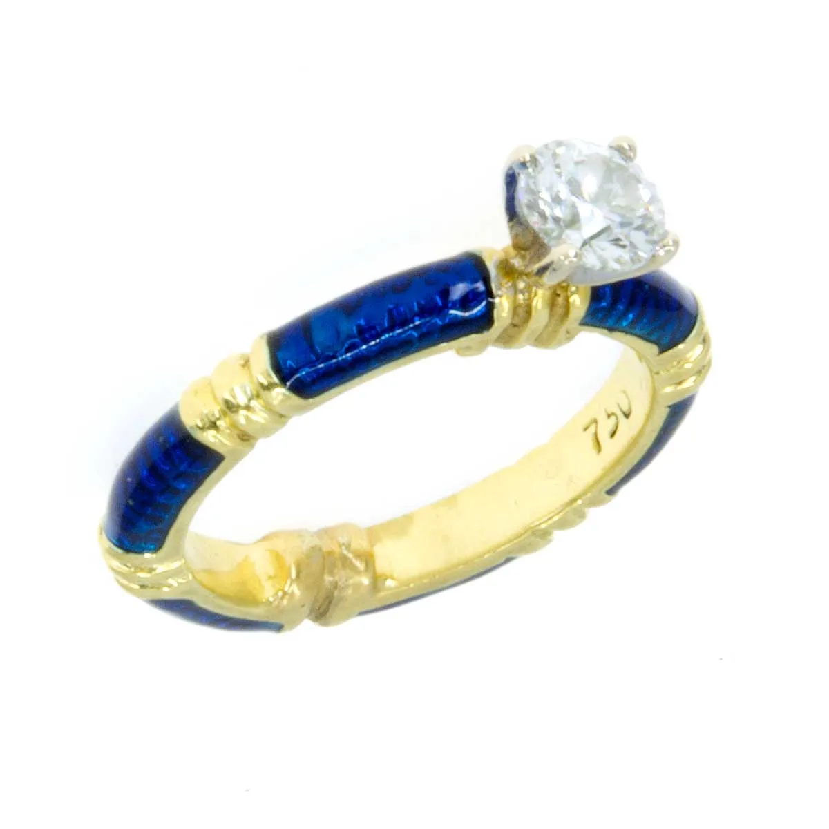 18k Enamel & Diamond Bridal Set