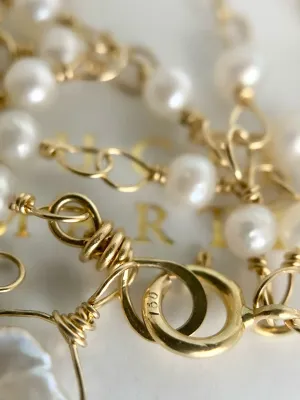 18k Gold Hand Tied Pearl Necklace
