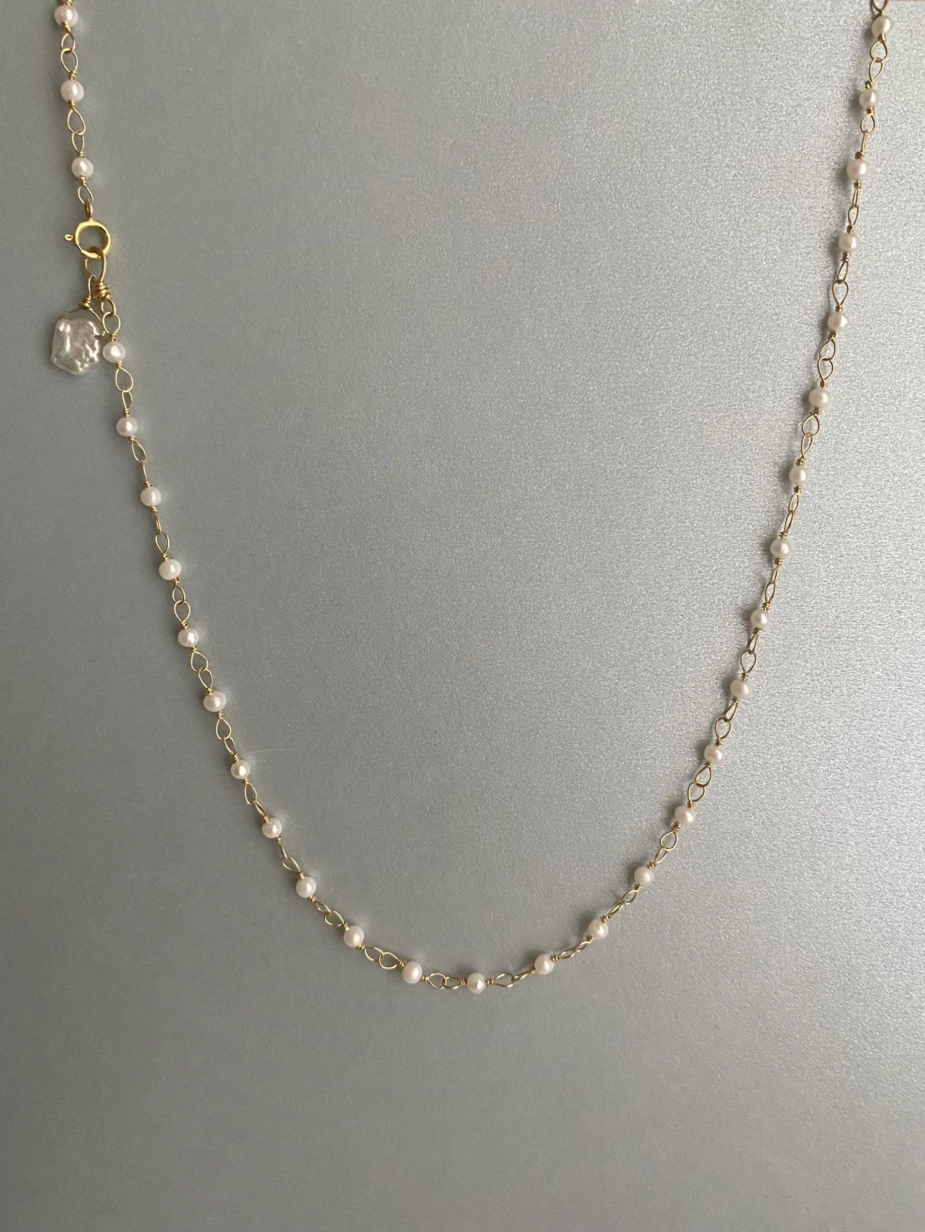 18k Gold Hand Tied Pearl Necklace