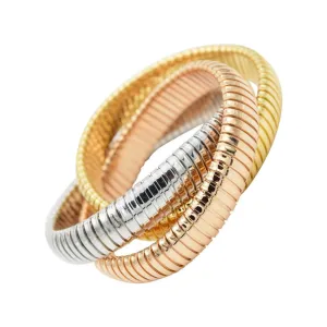 18K Gold Tri-Tone Crossover Stretch Bracelet