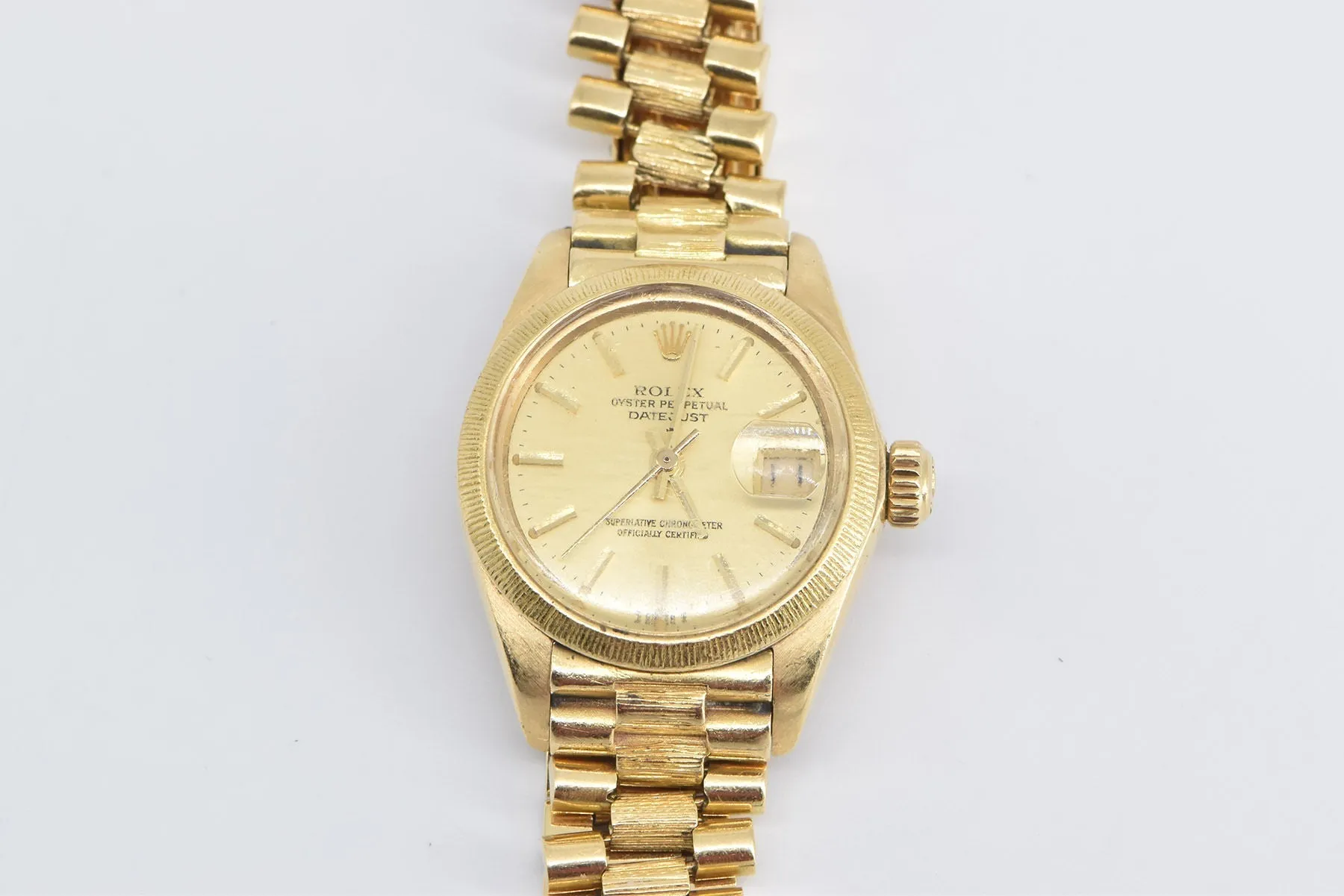 18K Rolex Datejust 26mm 6927 Bark Bezel 1980's Women's Watch