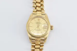 18K Rolex Datejust 26mm 6927 Bark Bezel 1980's Women's Watch
