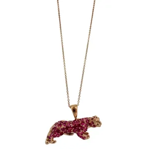 18K Rose Gold Pink Sapphire Pink Panther Pendant Necklace