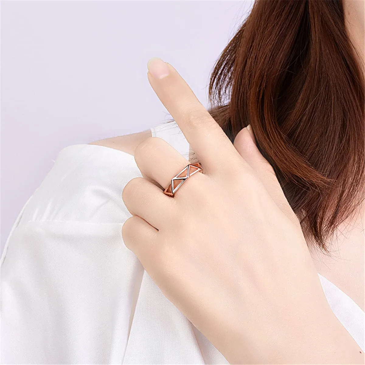 18K Rose Gold-Plated Hollow Triangle Band