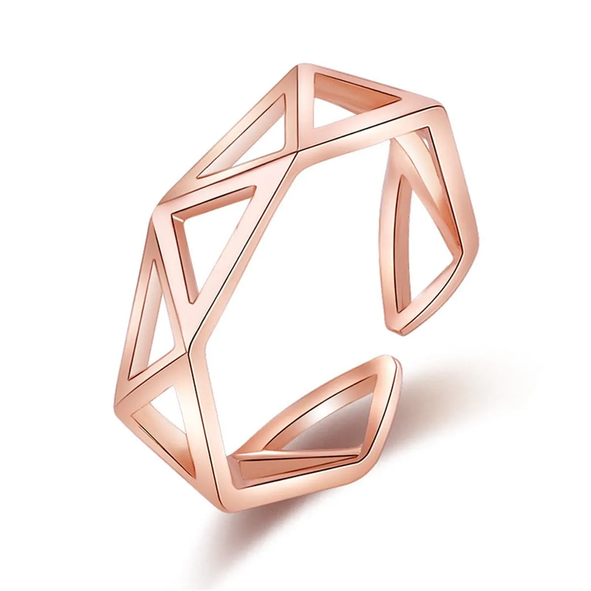 18K Rose Gold-Plated Hollow Triangle Band