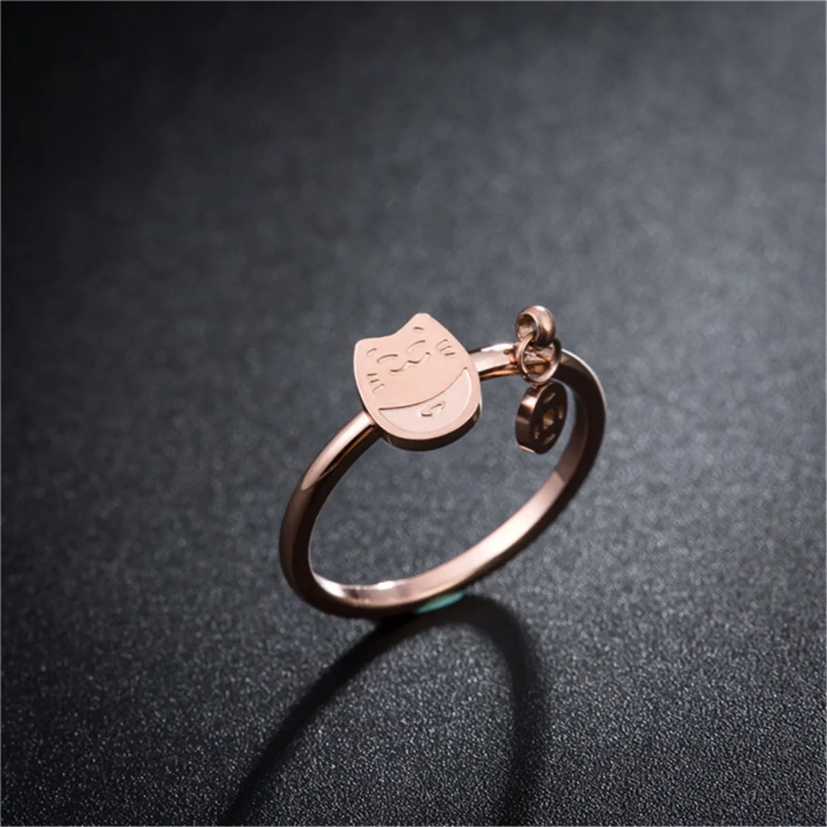18K Rose Gold-Plated Kitty & Coin Ring