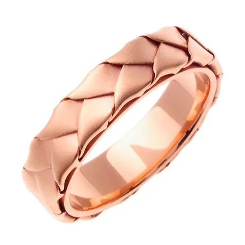 18K Rose or Yellow/Tricolor Gold Hand Braided Ring Band