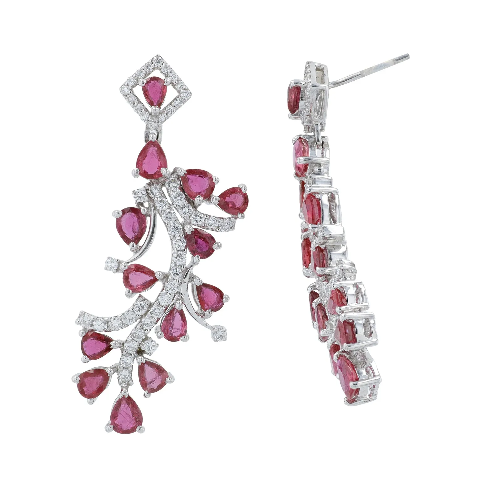 18K WG 7.22 CTW Ruby Earrings