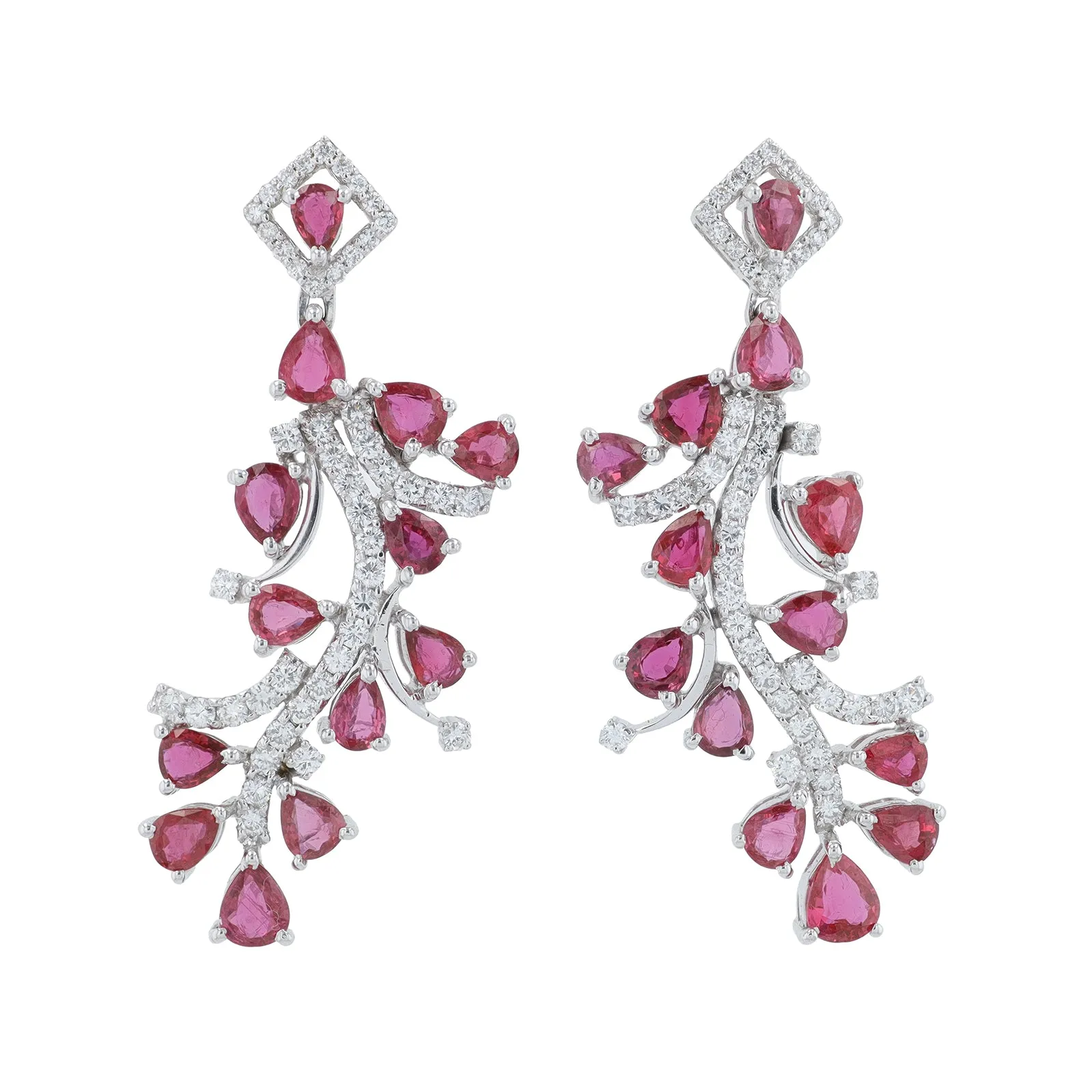 18K WG 7.22 CTW Ruby Earrings