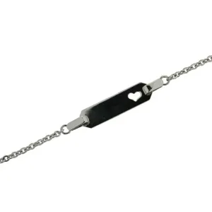 18K White Gold Cut Out Heart ID Bracelet