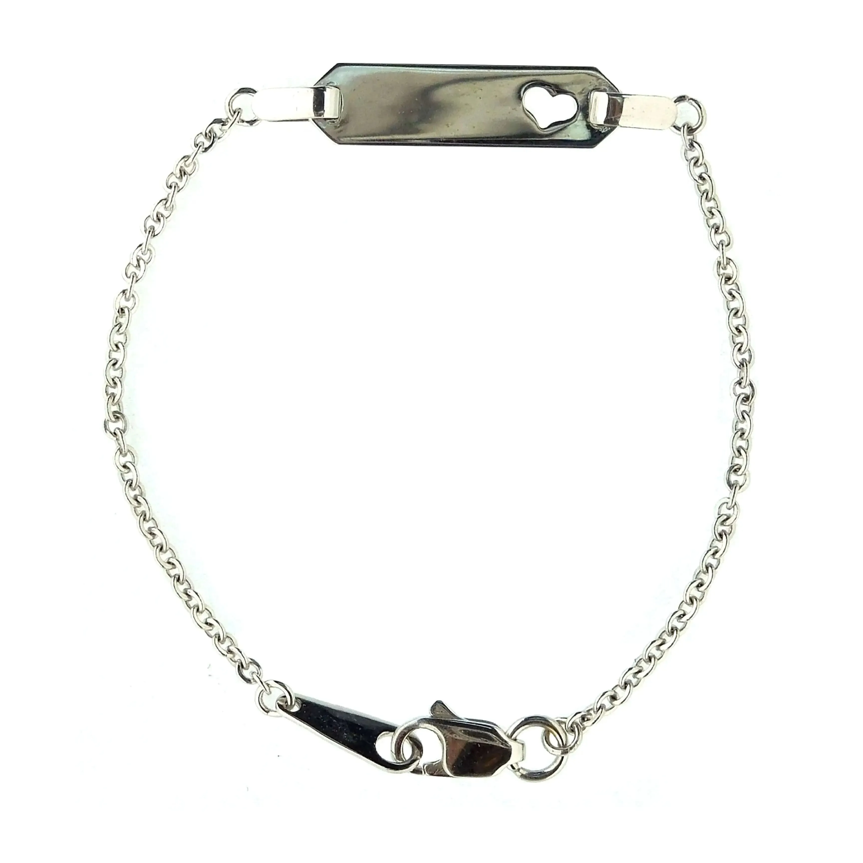 18K White Gold Cut Out Heart ID Bracelet
