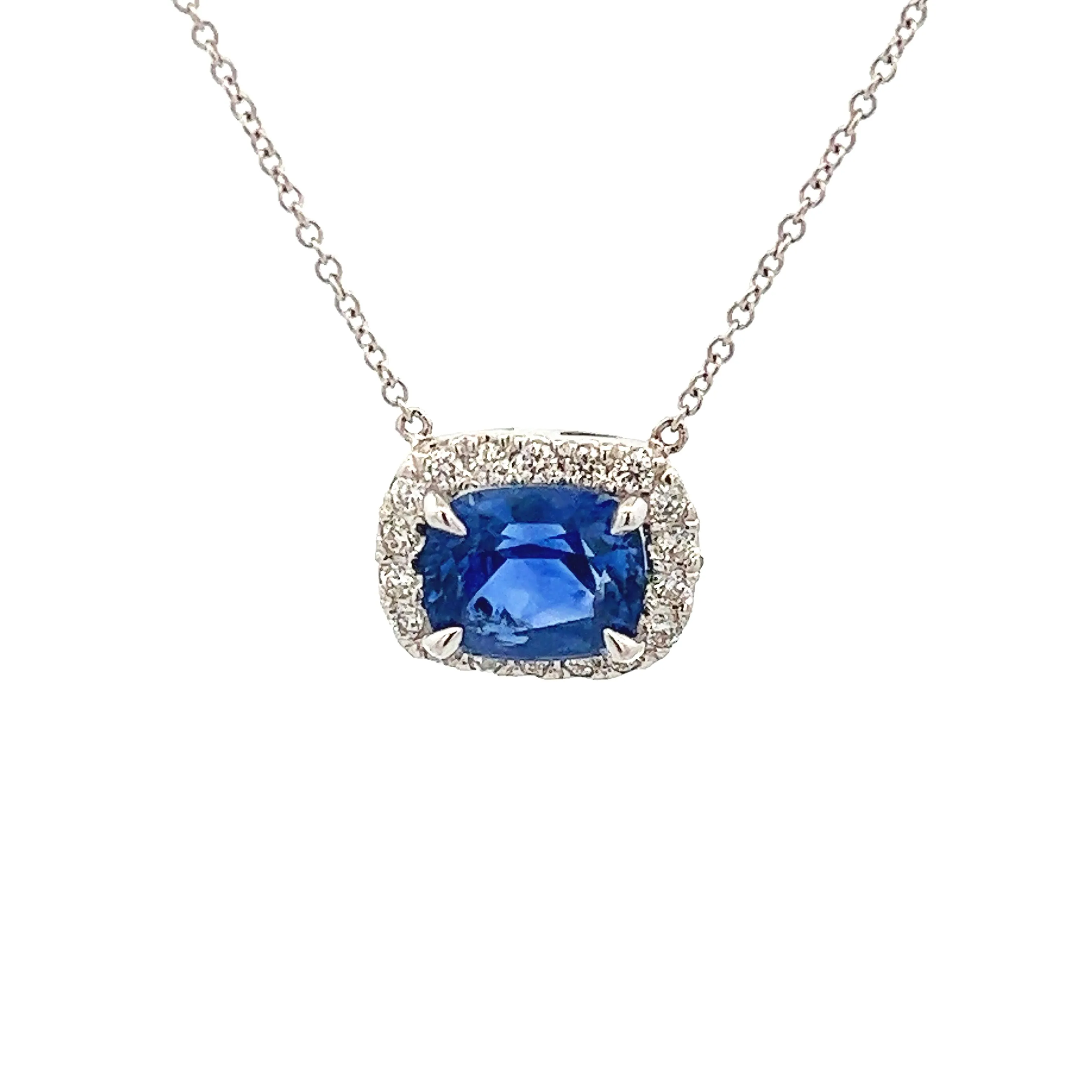 18k White Gold Diamond & Sapphire Necklace